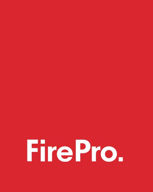 FirePro logotip na crvenoj pozadini
